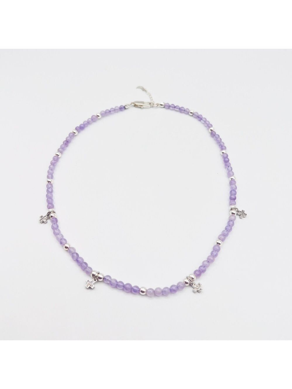 LAVENDER jade necklace with cz cross connectors